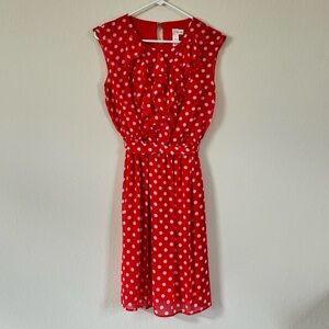 Emma & Michele Red Polkadot Dress with Belt. Size 6